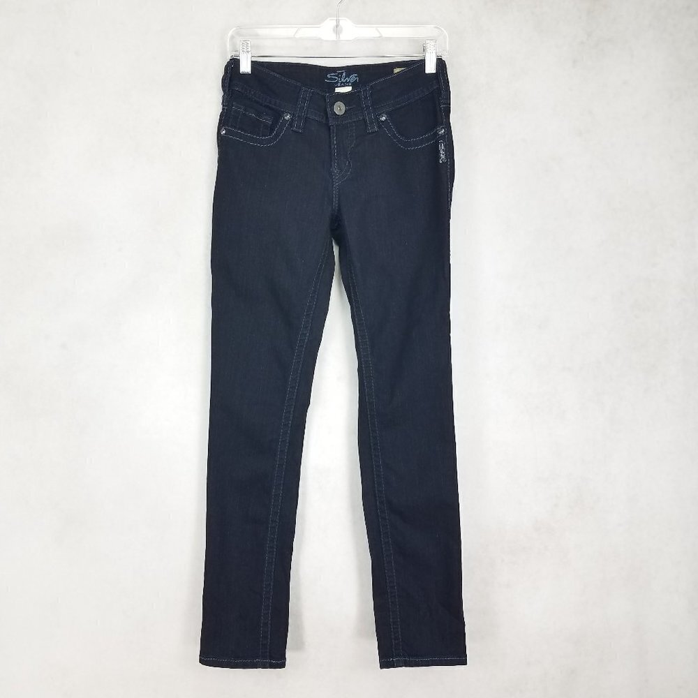 Silver Jeans 26x31 Skinny Suki Denim Jeans in Dark Blue Wash